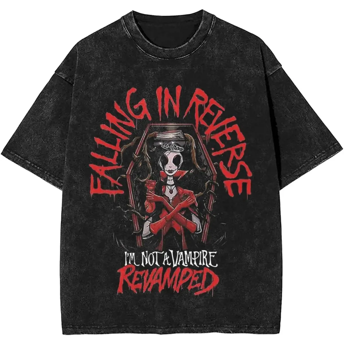 2024 Summer Falling In Reverse Rock Music Metal Band Washed T-Shirts Merch T-Shirts for Men and Women