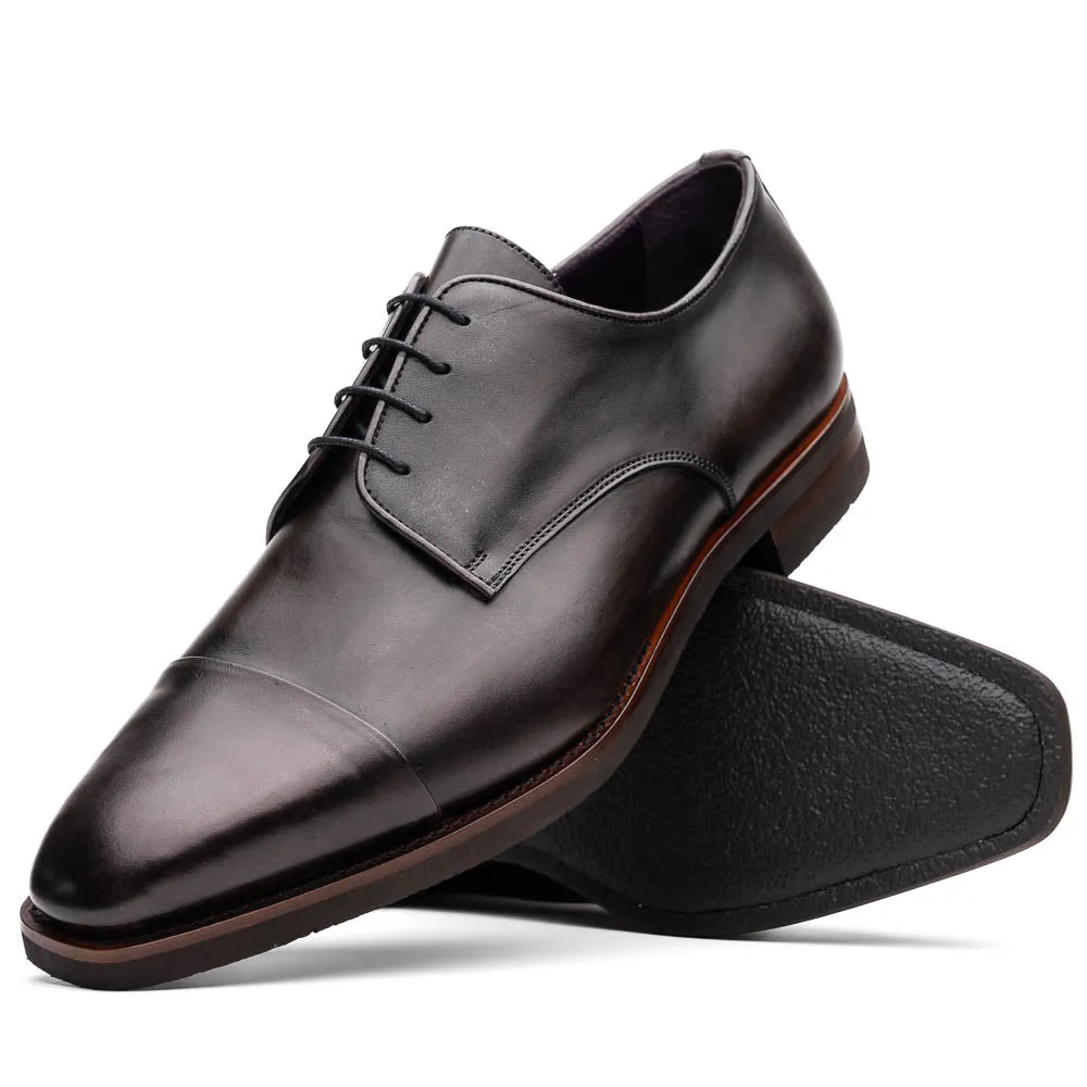 25-550-GRY ENZO Italian Calfskin Cap Toe Burnished Black