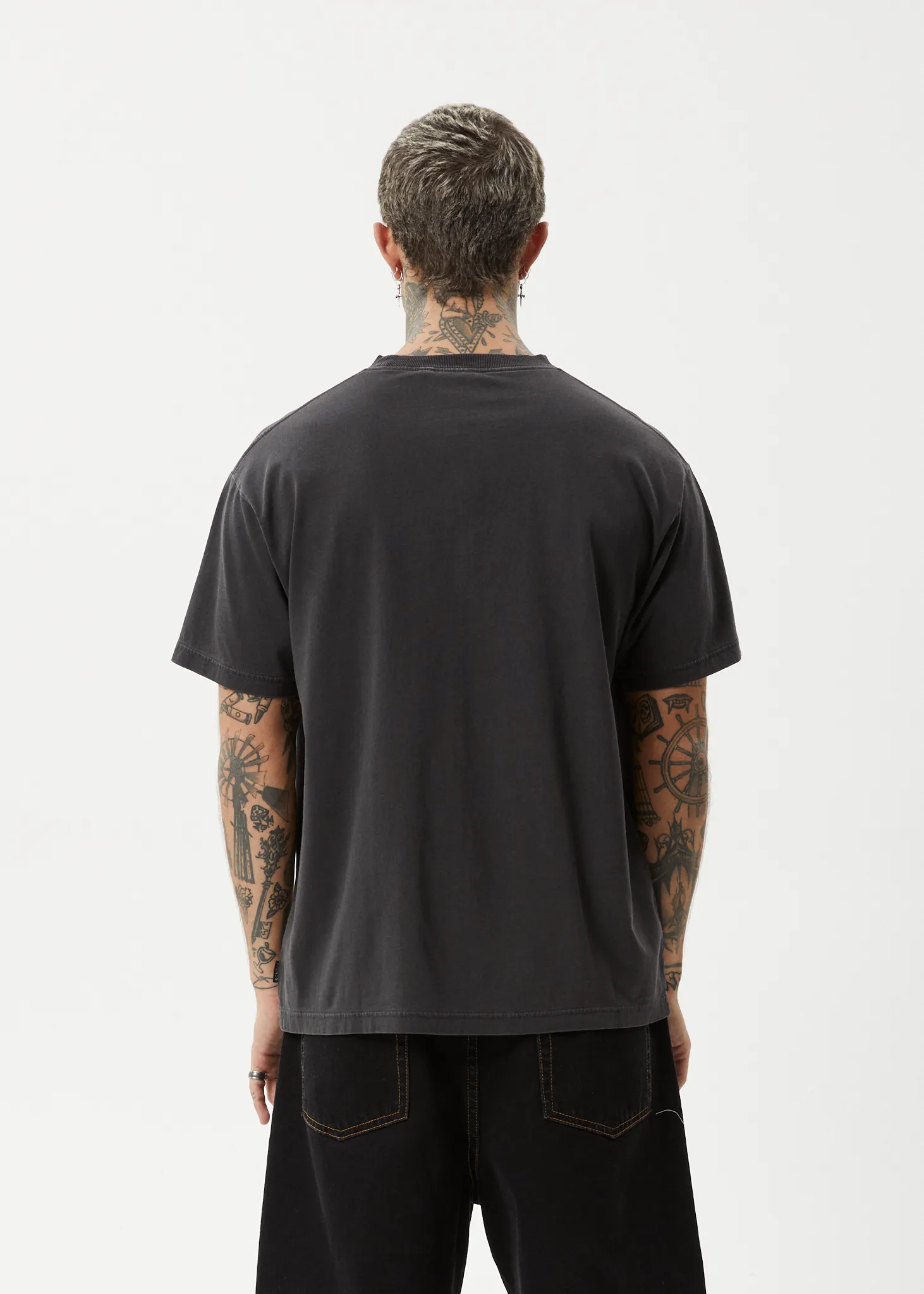 AFENDS Mens Doom Gen - Boxy Fit Tee - Stone Black