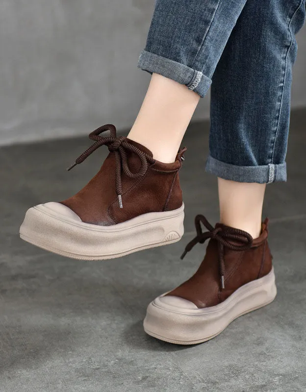 Ankle Lace-up Comfortable Casual Platform Boots