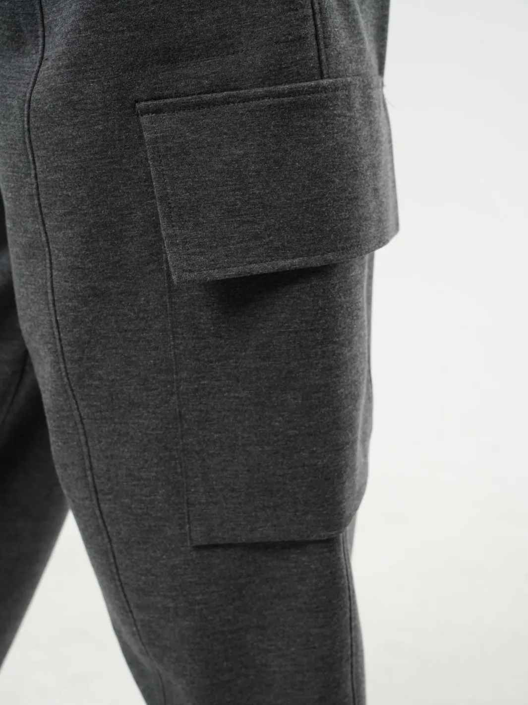 Ankle-Length Gray Cargo Pants