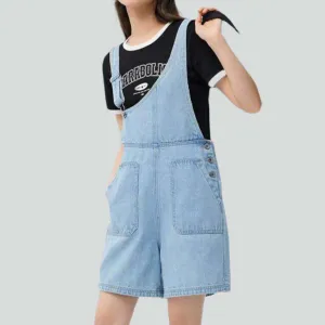 Asymmetric loose women denim romper