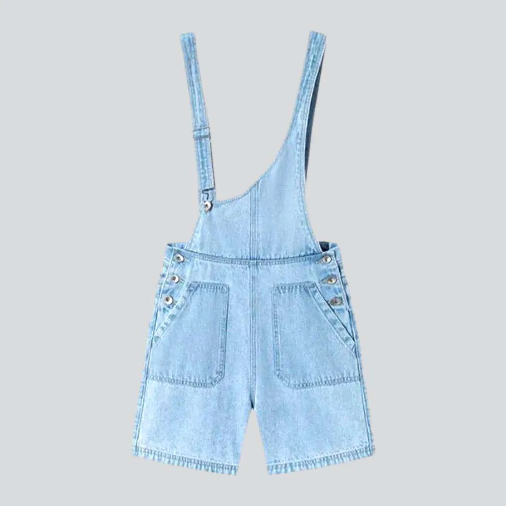 Asymmetric loose women denim romper