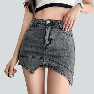 Asymmetric mini denim skort