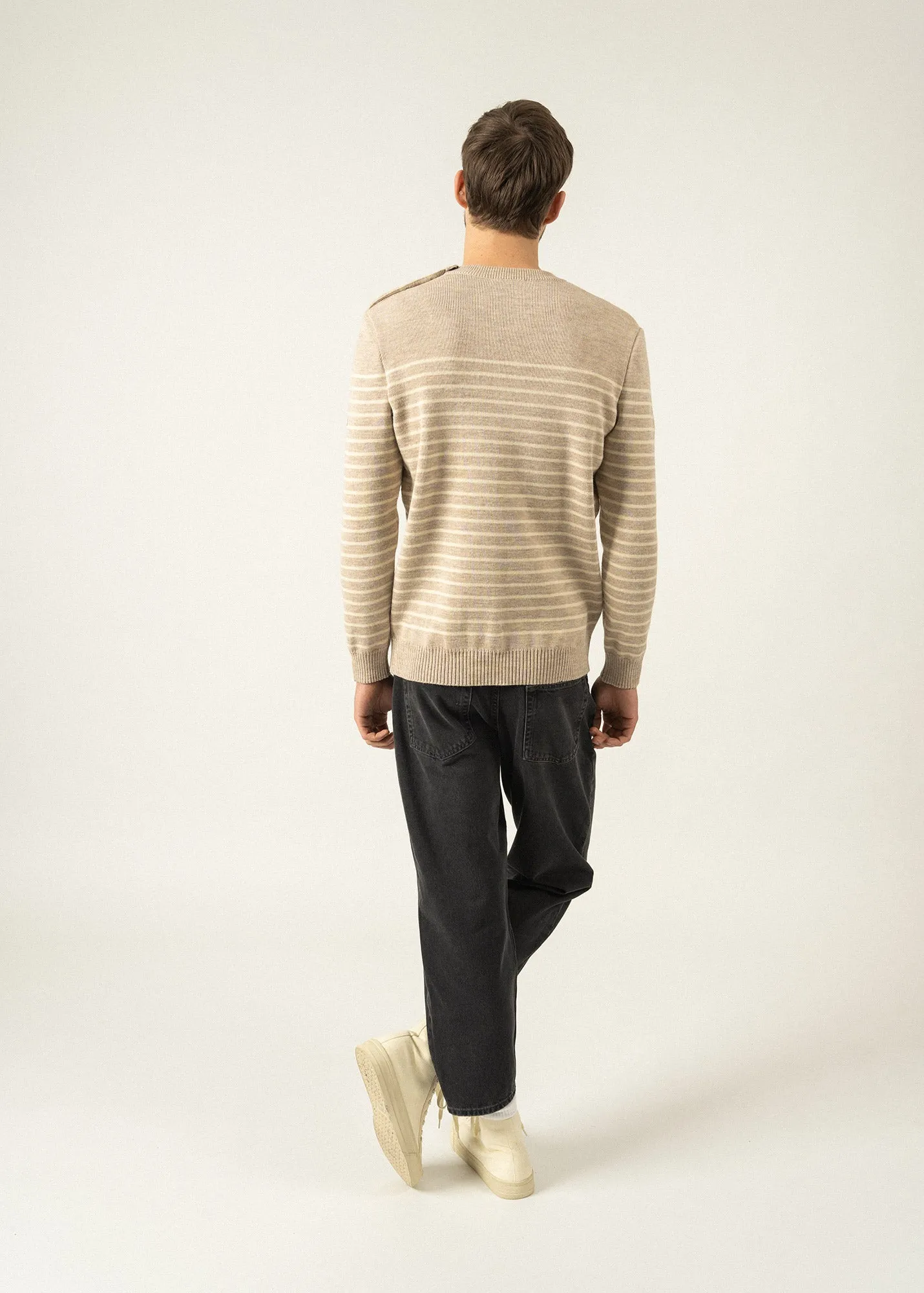 Binic striped sailor jumper - regular fit, in pure new wool (BEIGE/ECRU)