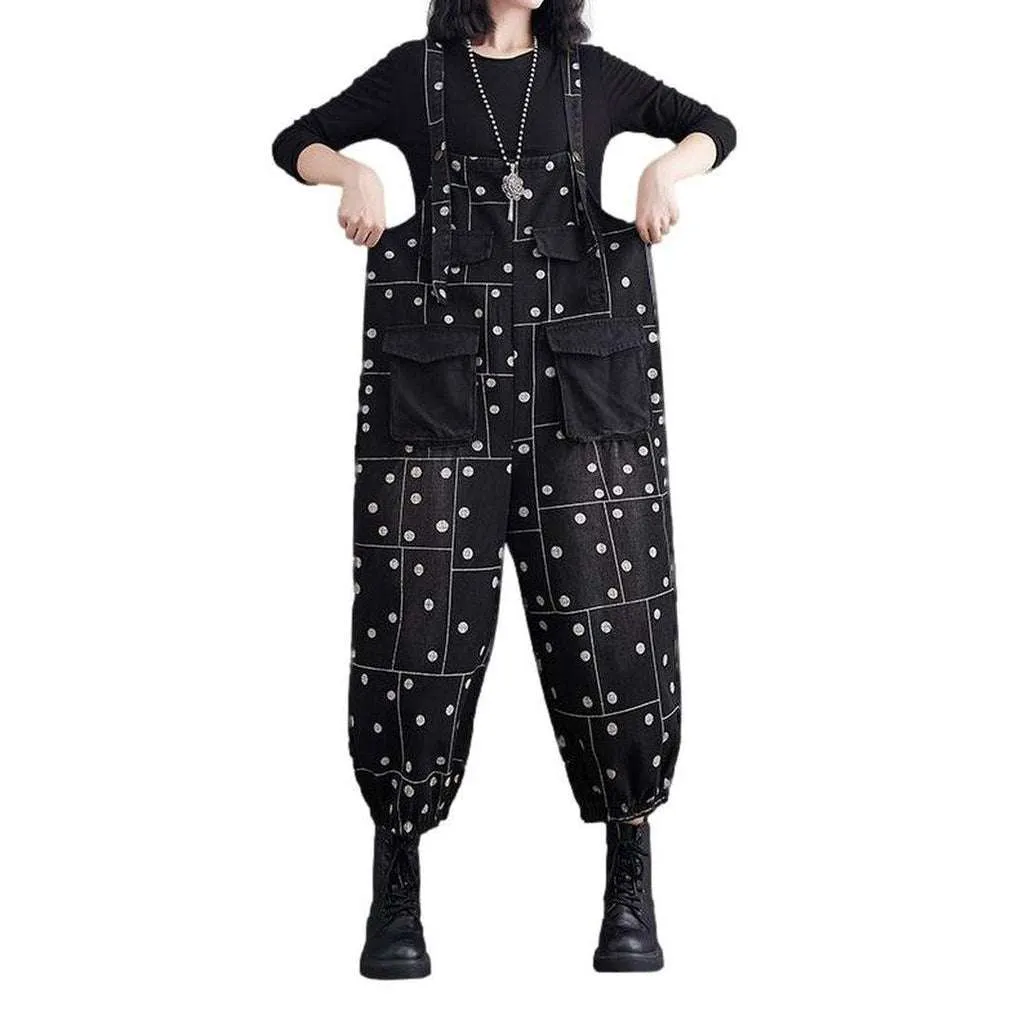 Black denim overall with bubbles