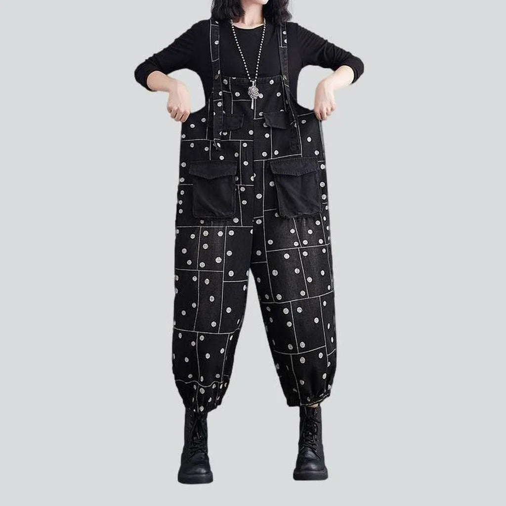 Black denim overall with bubbles