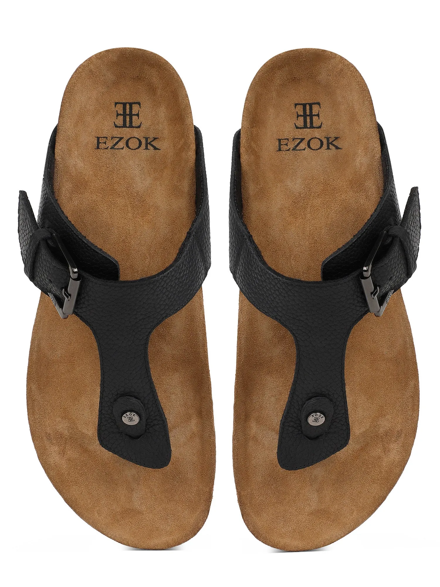 black Leather sandal for men