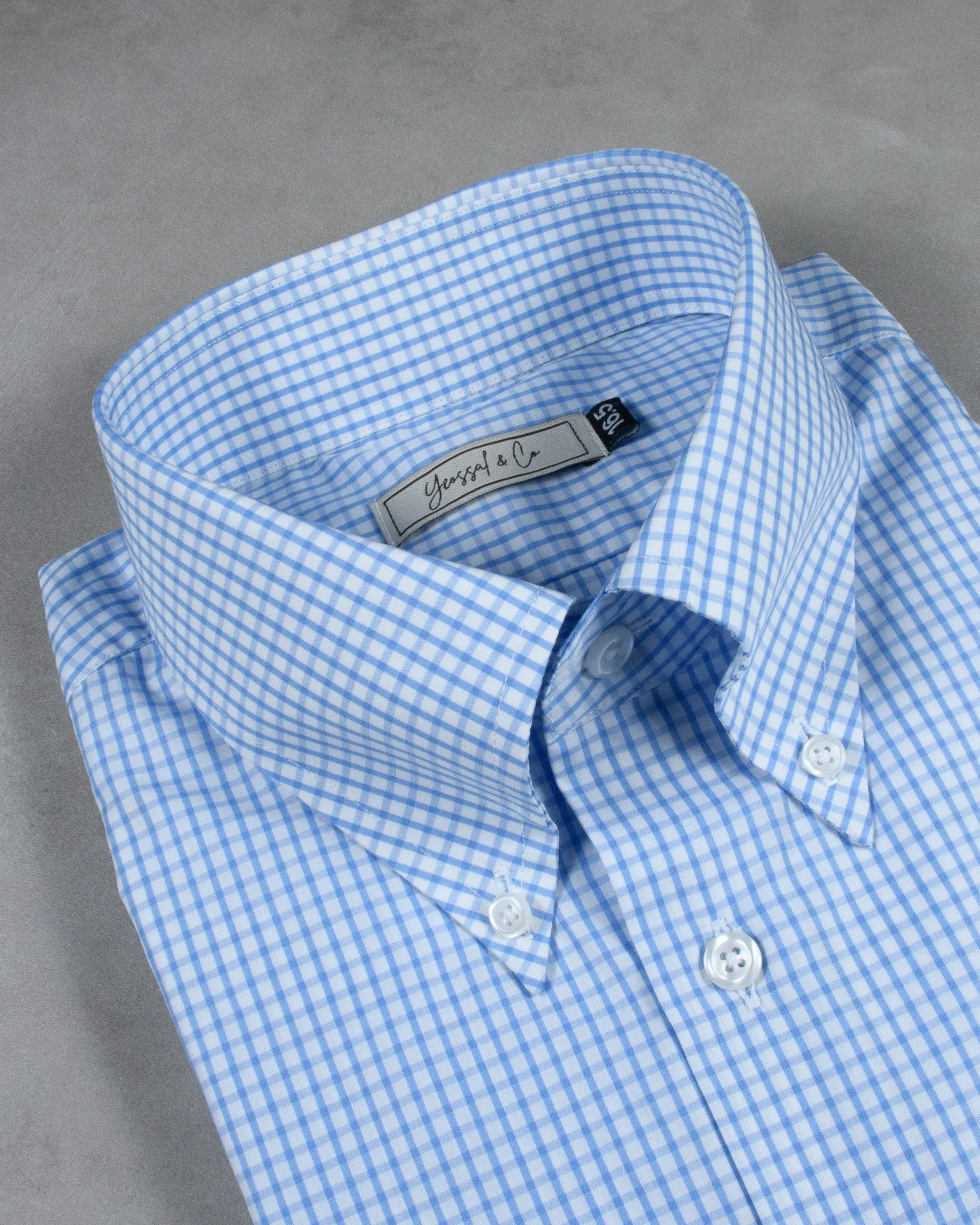 Blue Checks Buttoned Down Collar Cotton Shirt