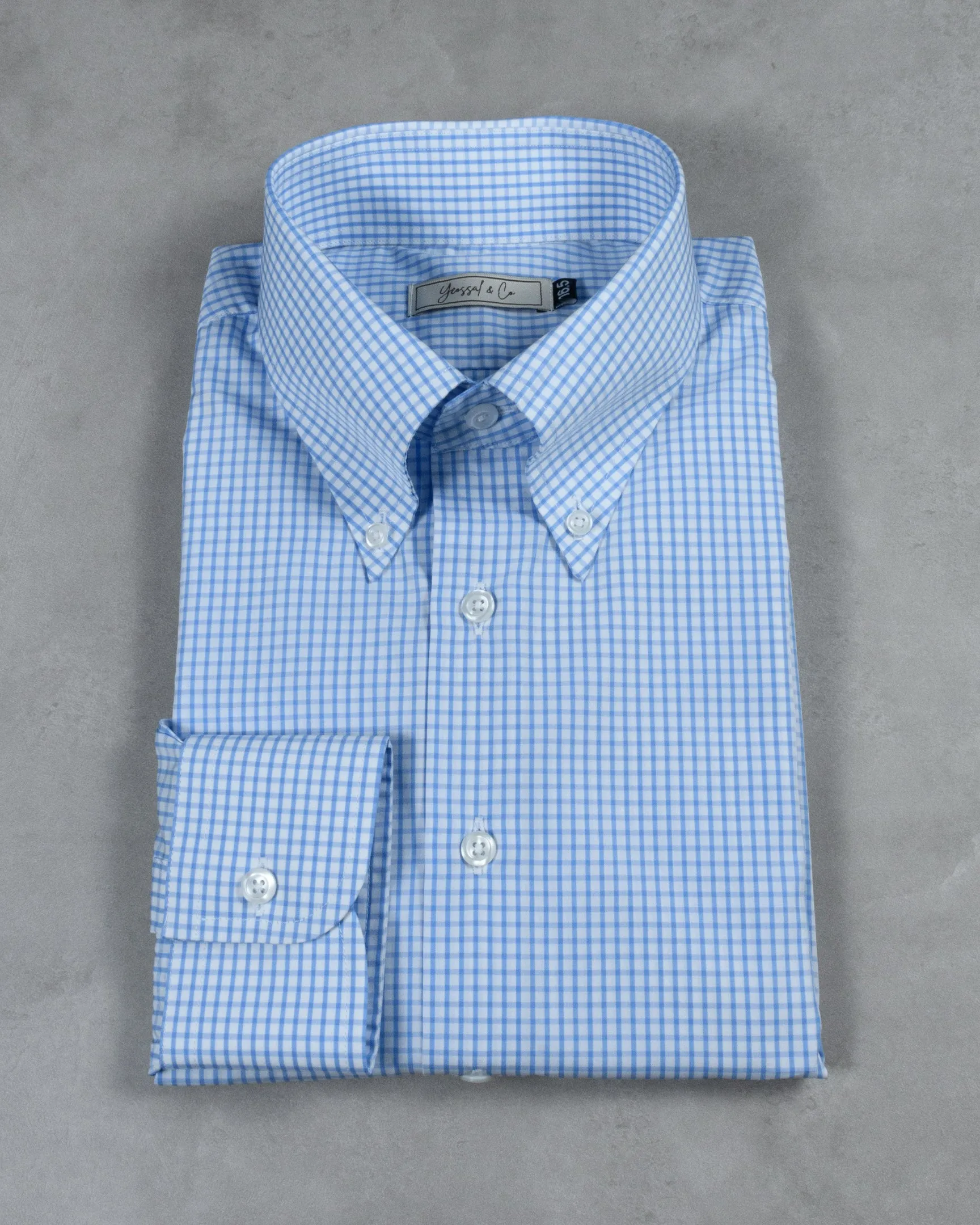 Blue Checks Buttoned Down Collar Cotton Shirt