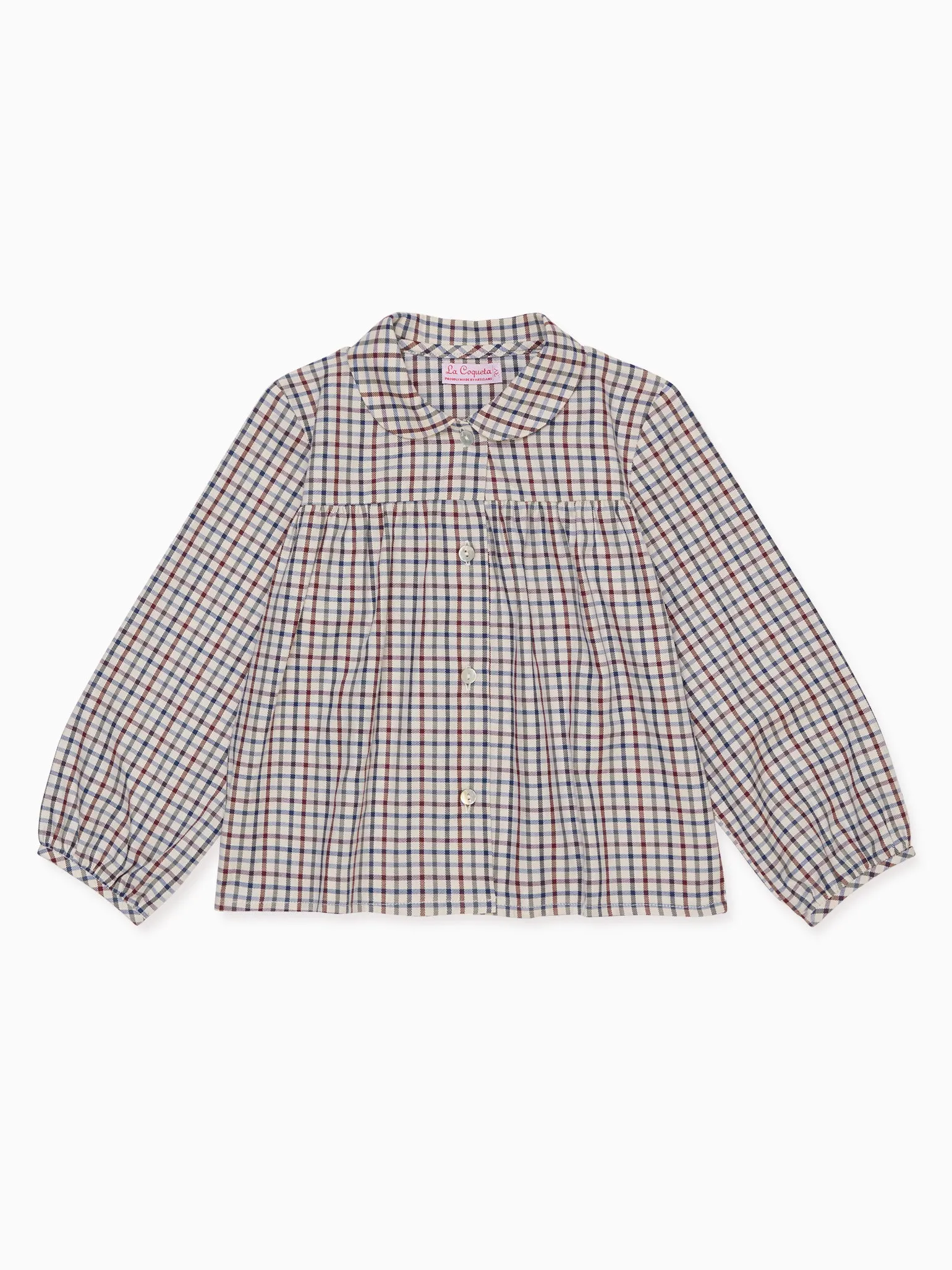 Burgundy Check Dante Long Sleeve Baby Shirt