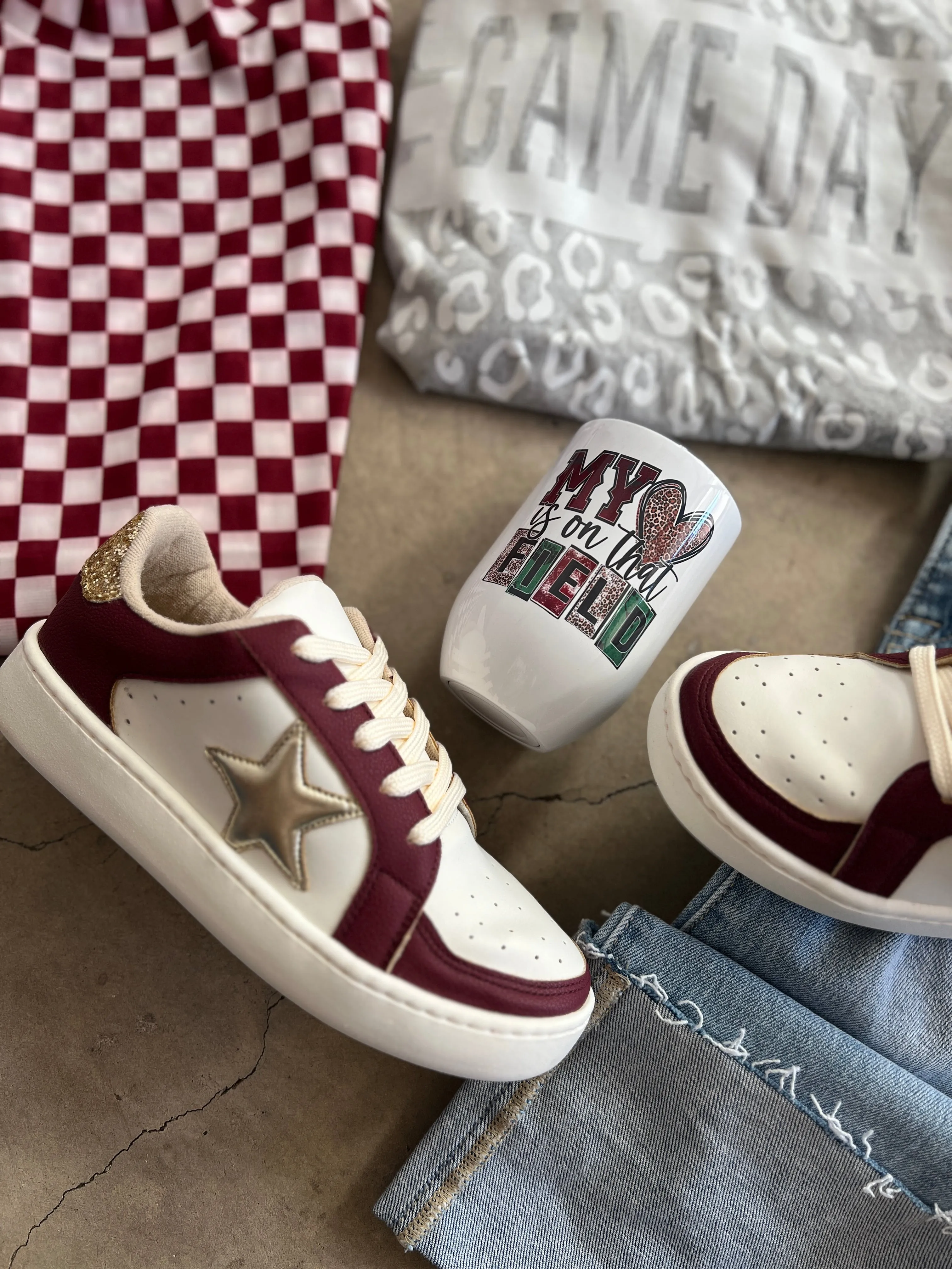 Burgundy Game Day Sneakers