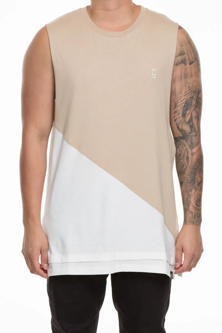 CARRÉ DIAGONAL PANEL 2 MUSCLE TEE STONE/OFF WHITE