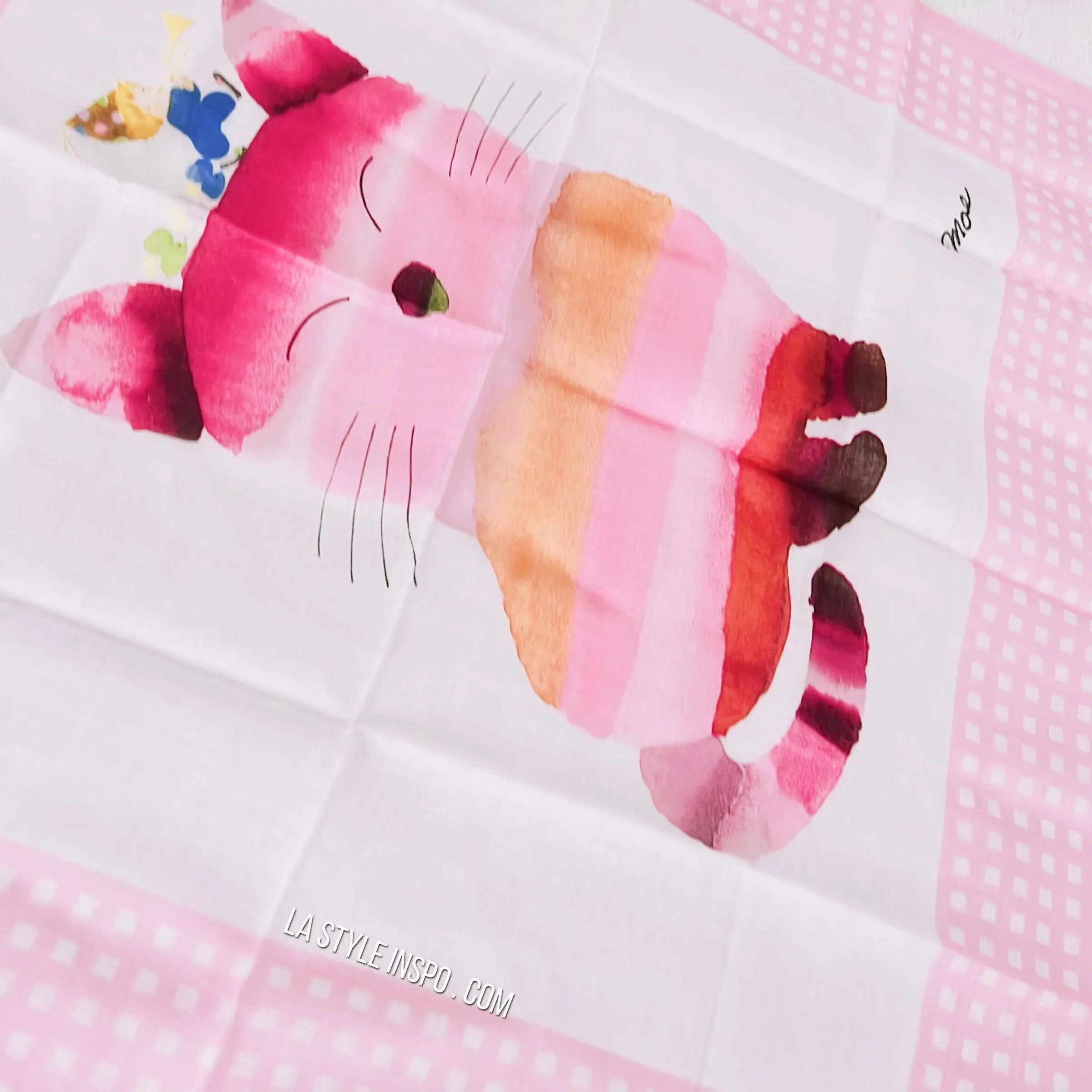 Cat Pink Party Handkerchief Cute Small Rainbow Ombre by Mae