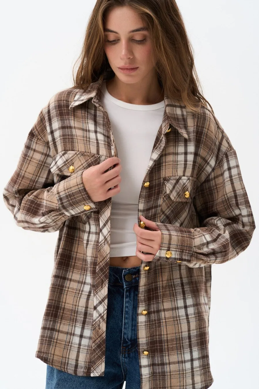 Checkered shirt in color brown