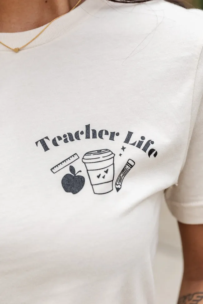 Checkered Teacher Life Soft Cream Graphic Tee