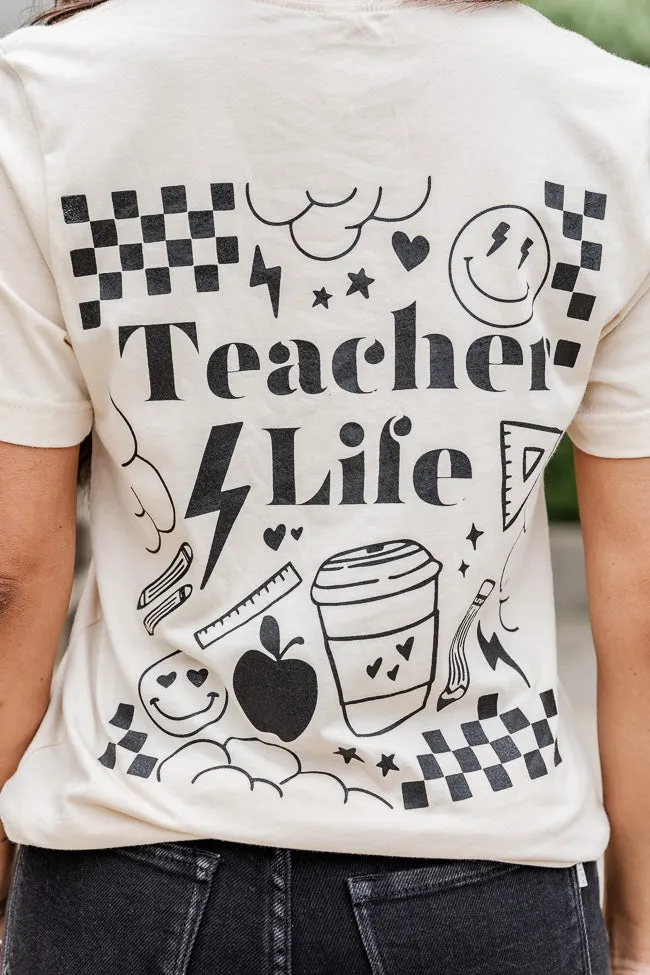 Checkered Teacher Life Soft Cream Graphic Tee