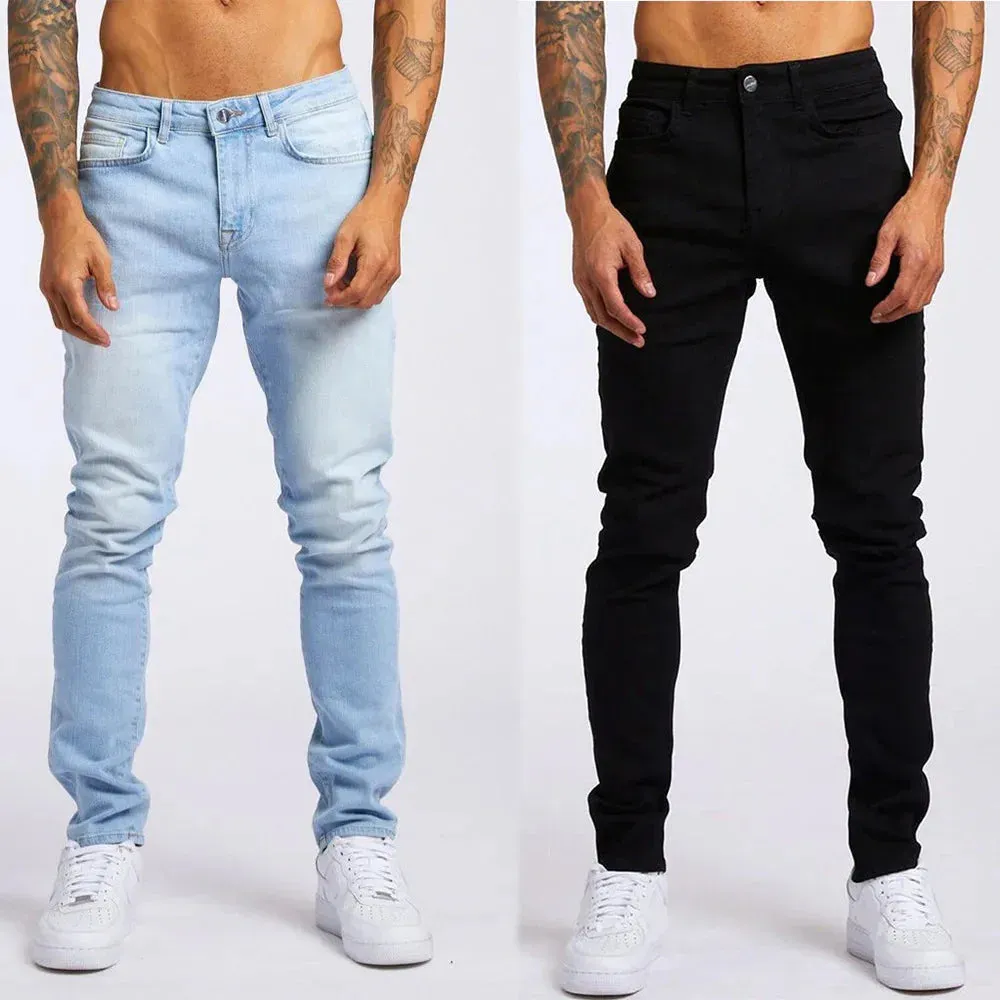 Contemporary High-Rise Slim Fit Jeans for Men