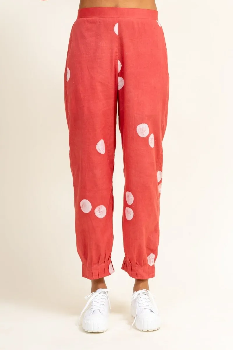 Coral Tucked Upcycled Cotton Pants