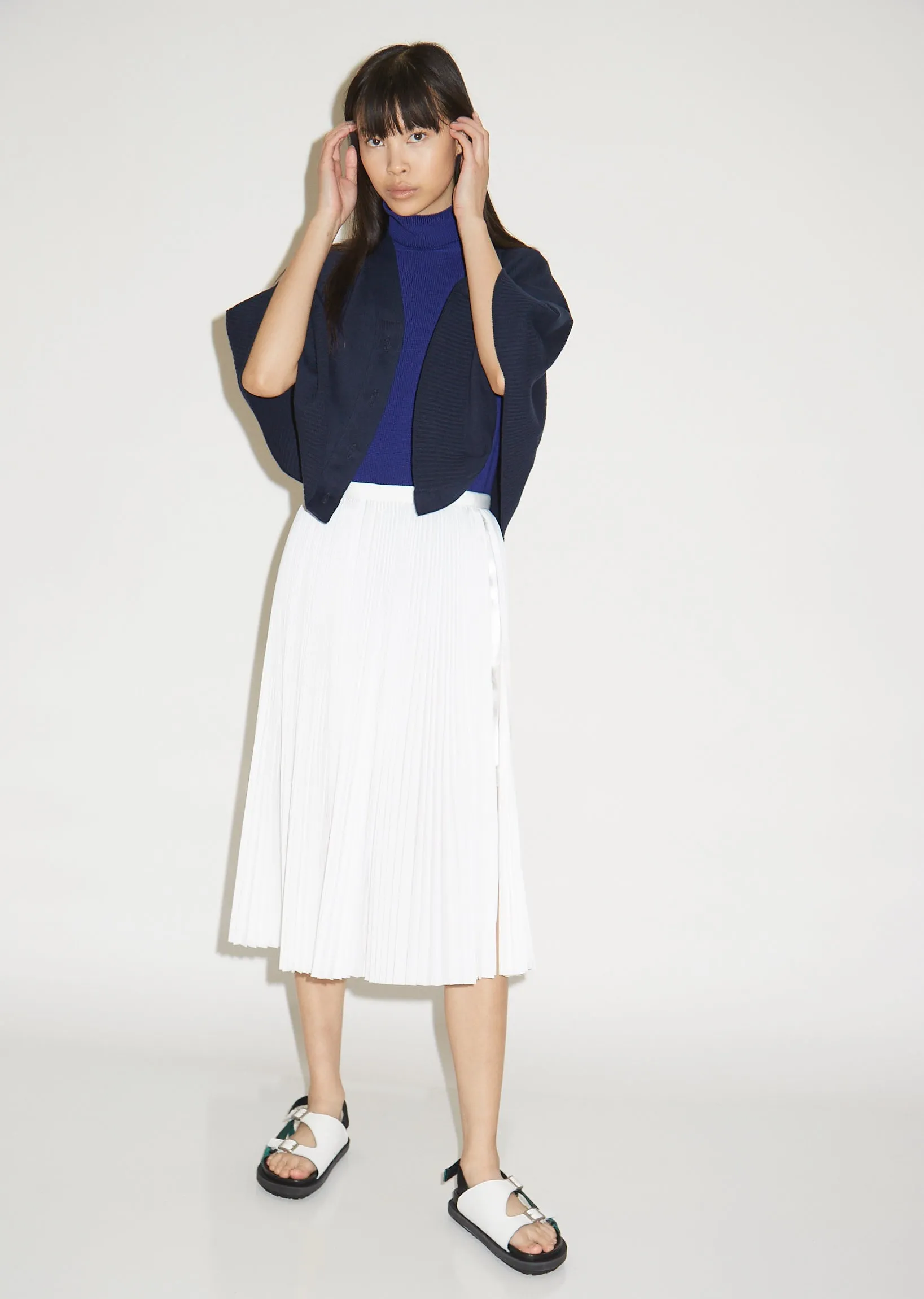 Cotton Poplin Pleated Skirt