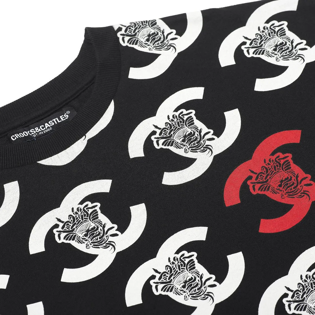 Crooks & Castles All Over Print Medusa Tee Black