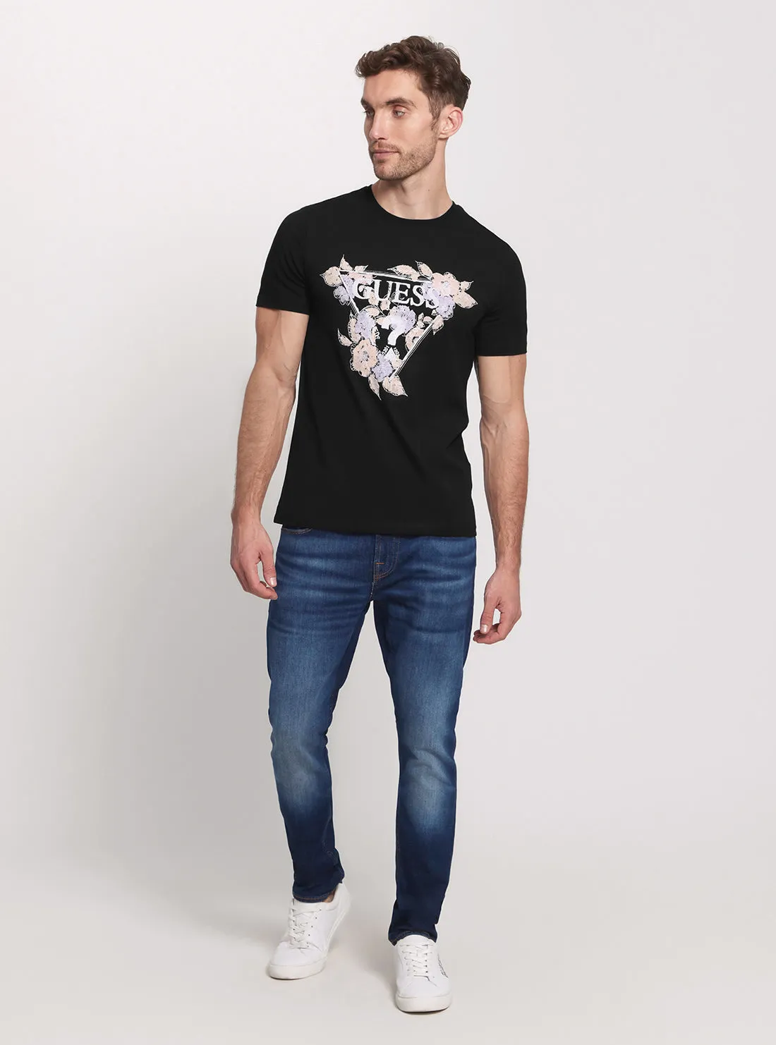 Eco Black Flowers Triangle T-Shirt