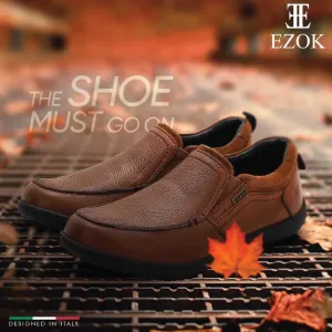 Ezok Men Tan Leather Slipon Shoes