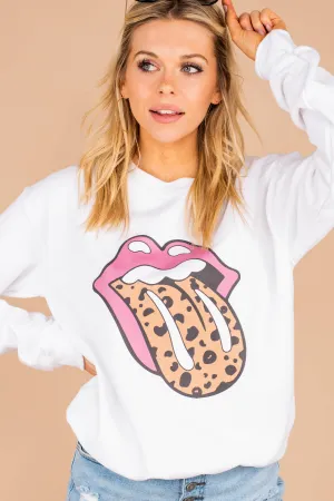 Feeling Like A Rock Star White Graphic Sweatshirt