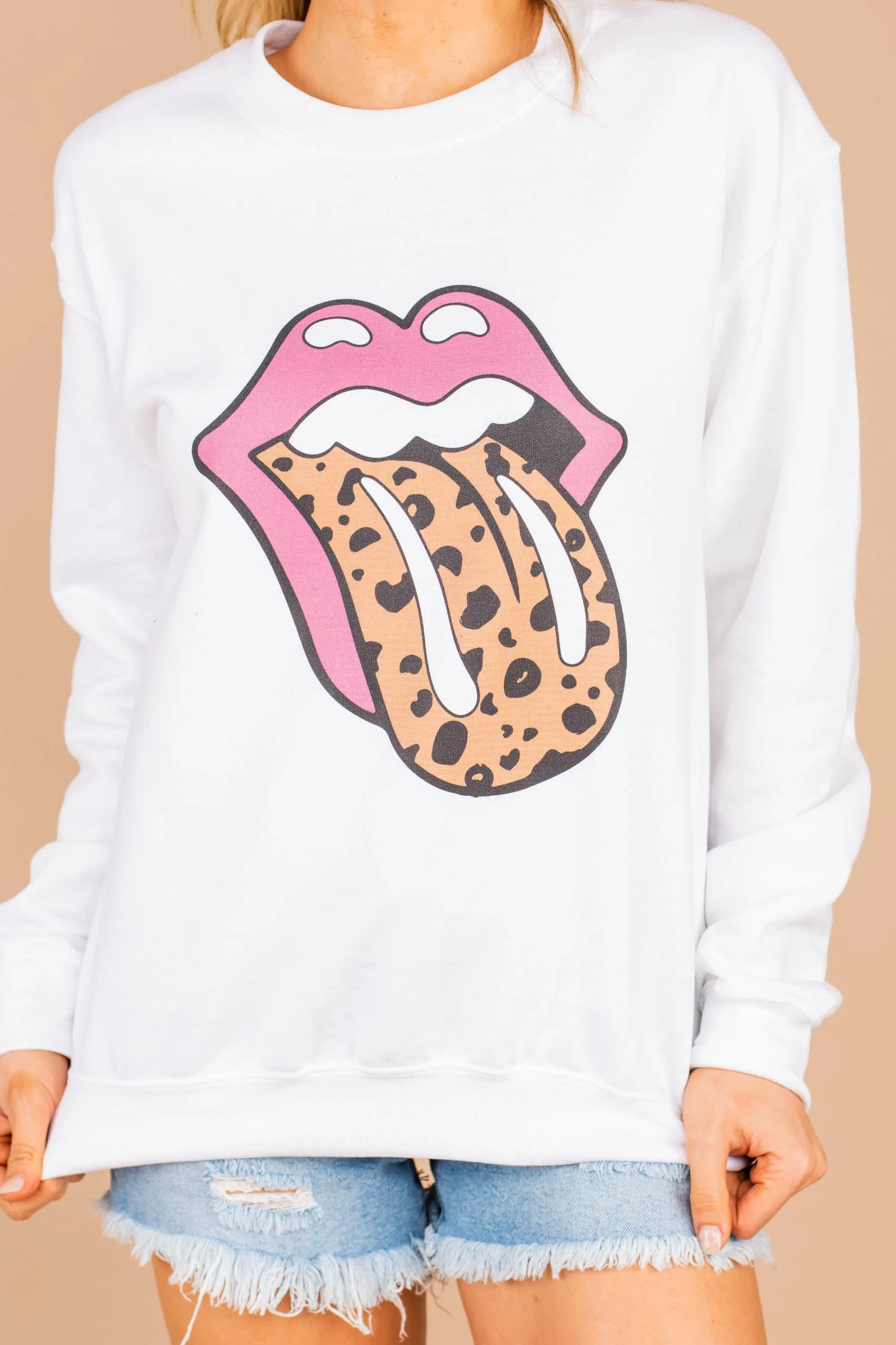 Feeling Like A Rock Star White Graphic Sweatshirt