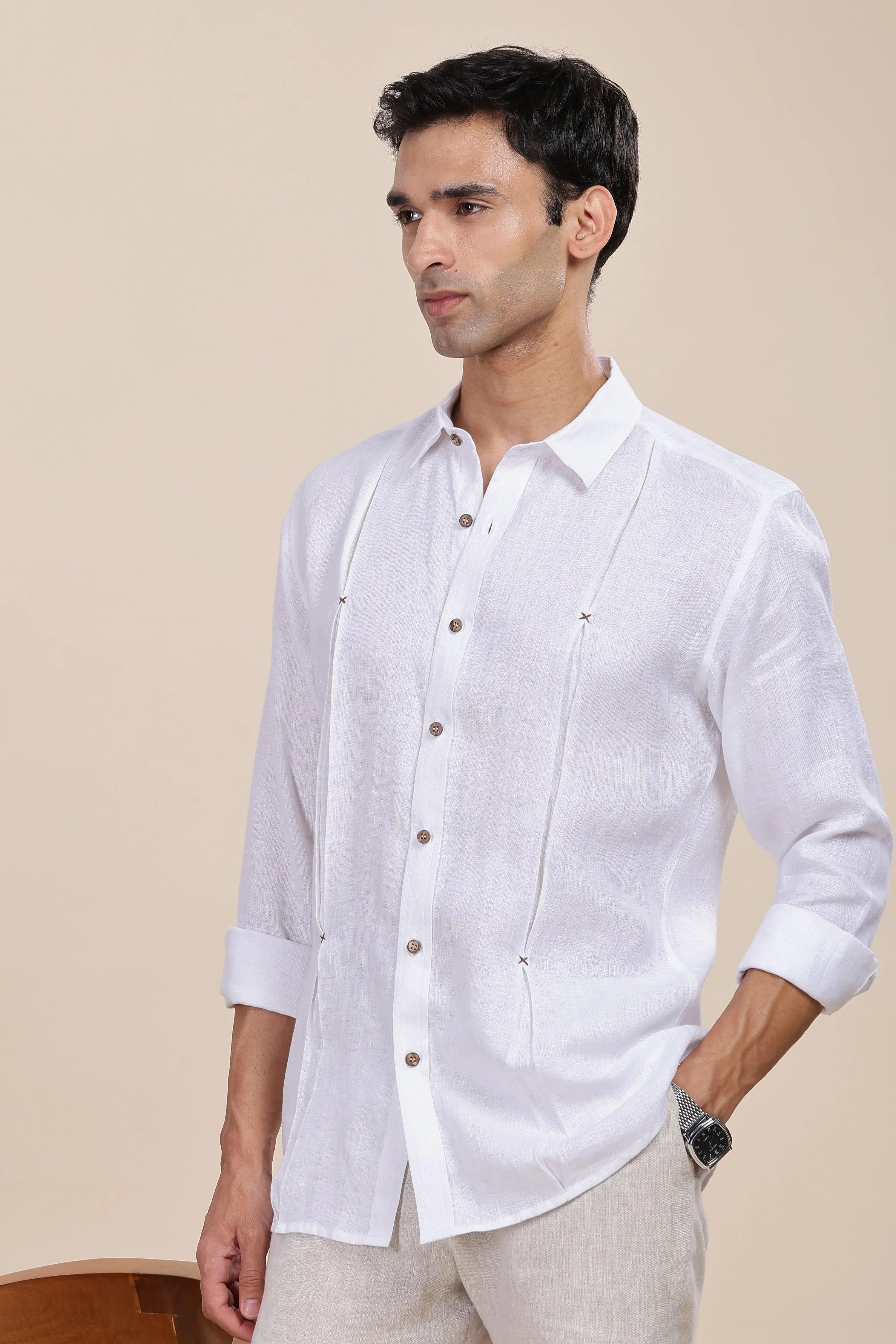 FELIPE -Timeless Elegance in Pure Linen White Shirts