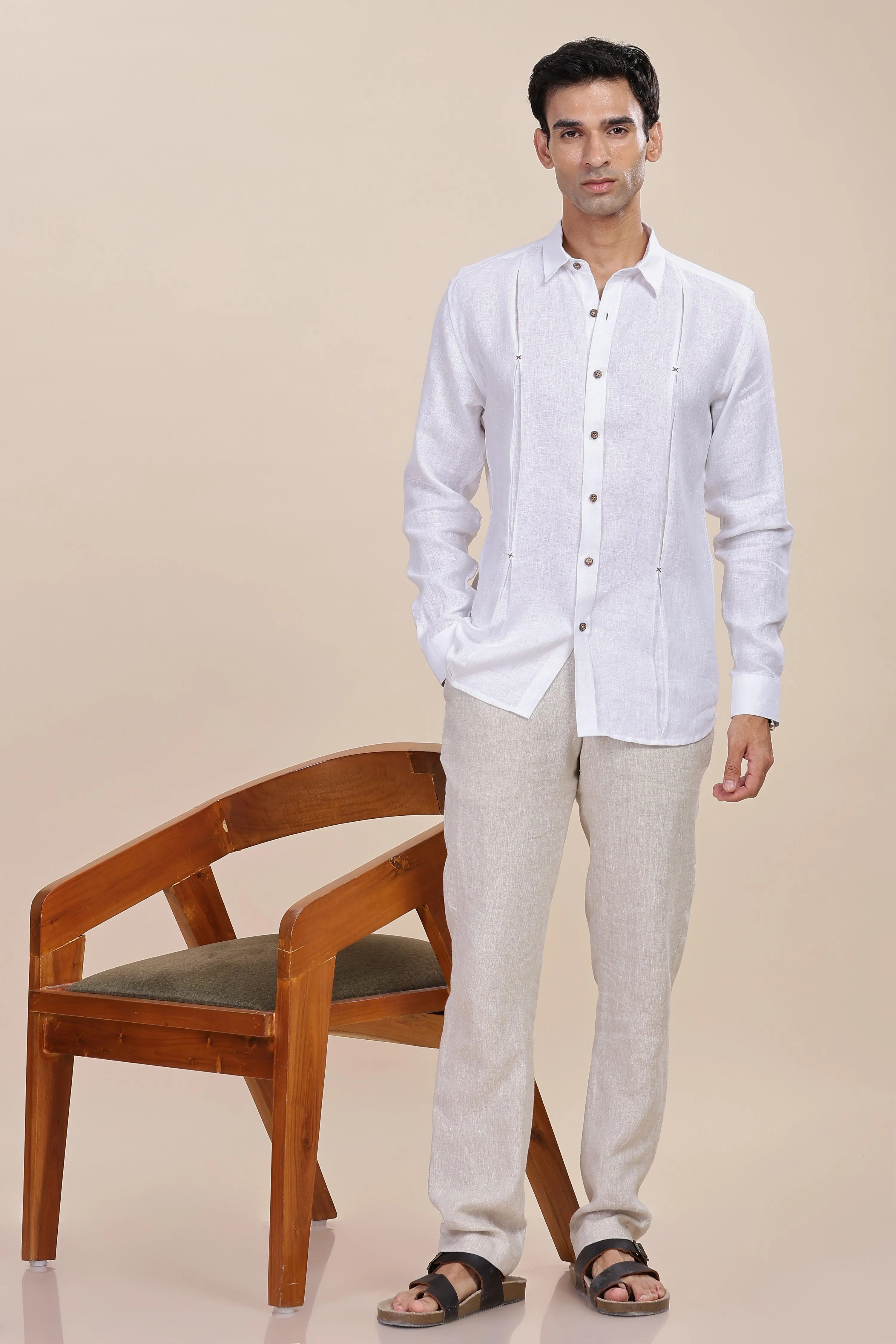 FELIPE -Timeless Elegance in Pure Linen White Shirts