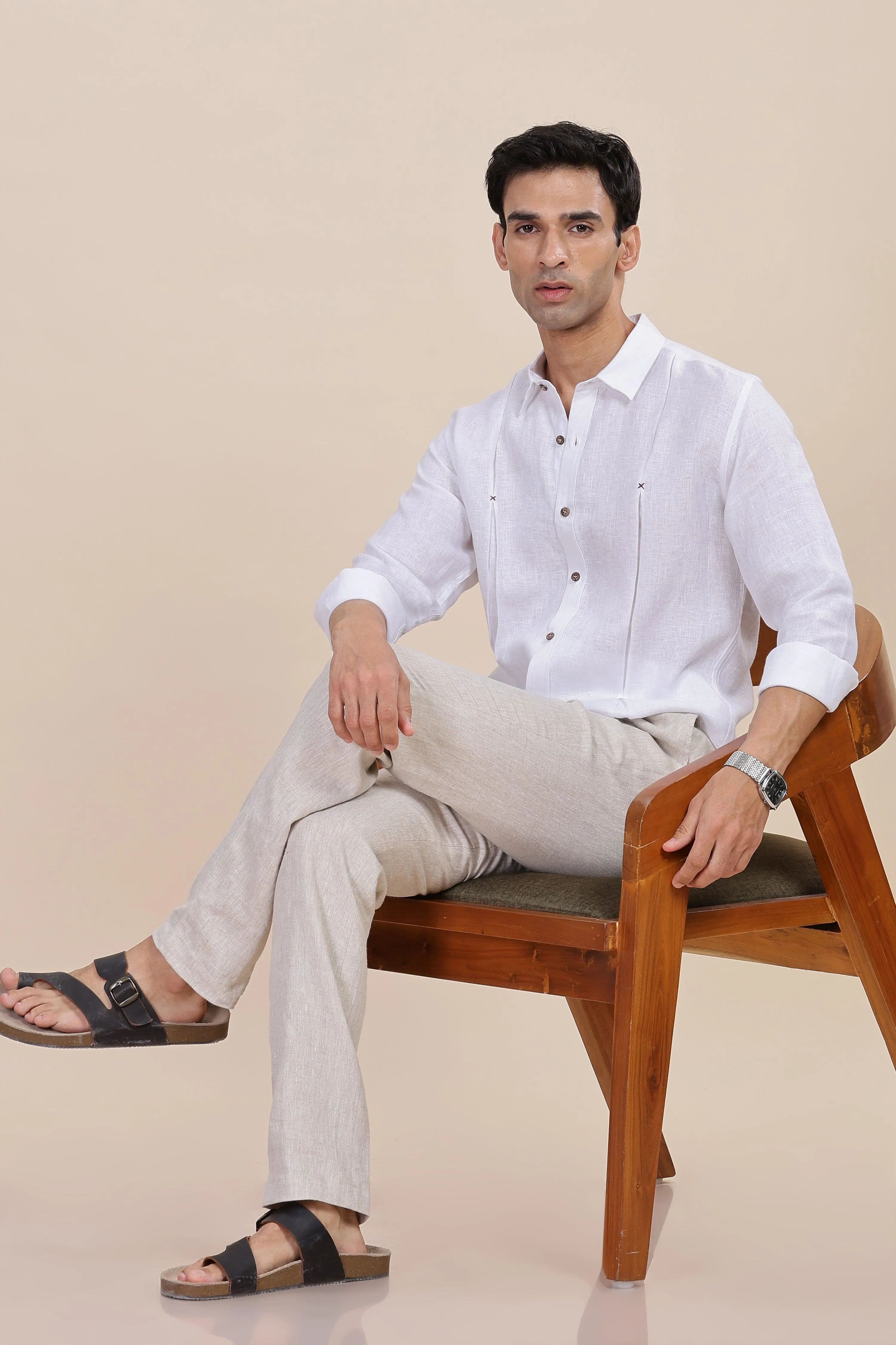 FELIPE -Timeless Elegance in Pure Linen White Shirts