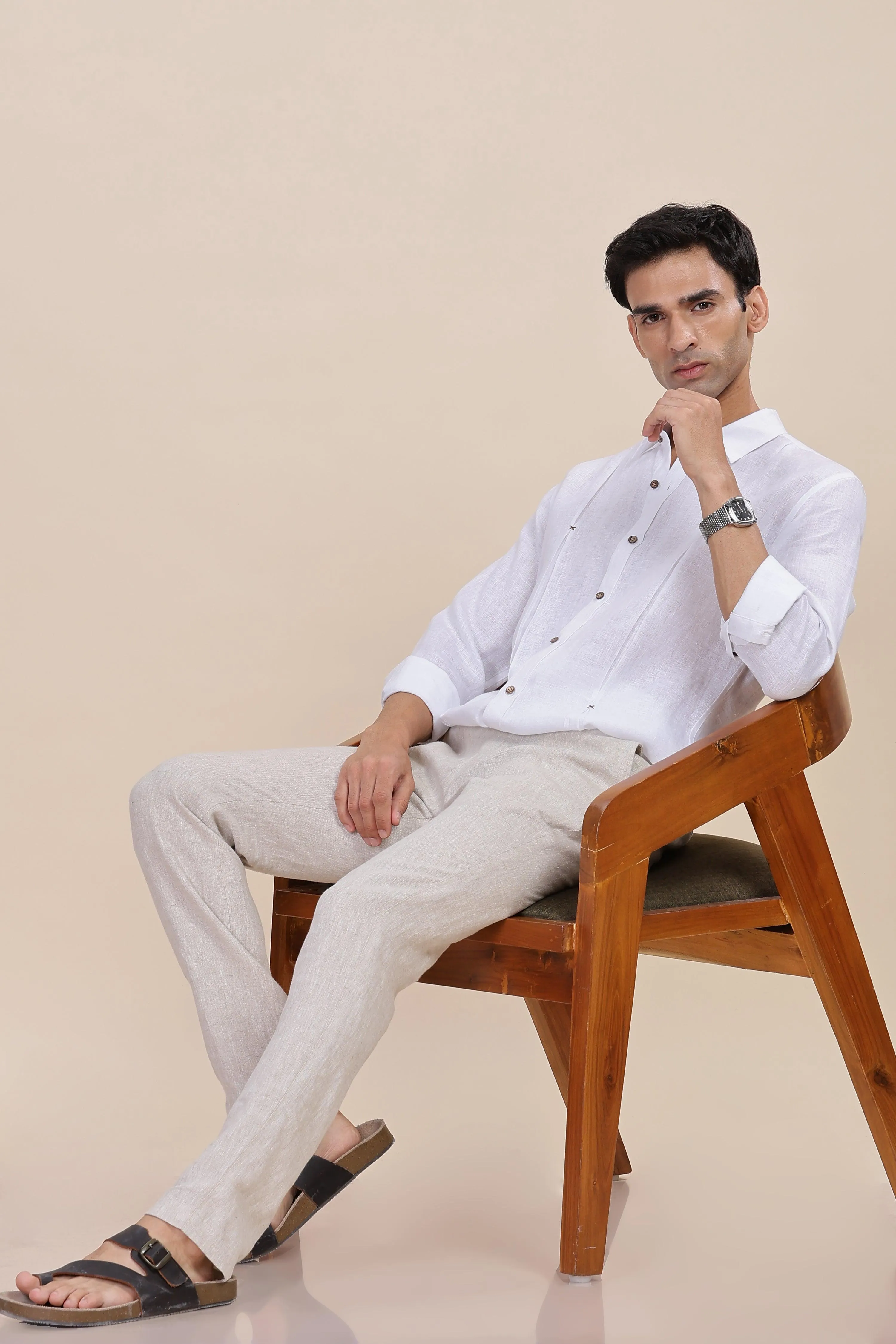 FELIPE -Timeless Elegance in Pure Linen White Shirts