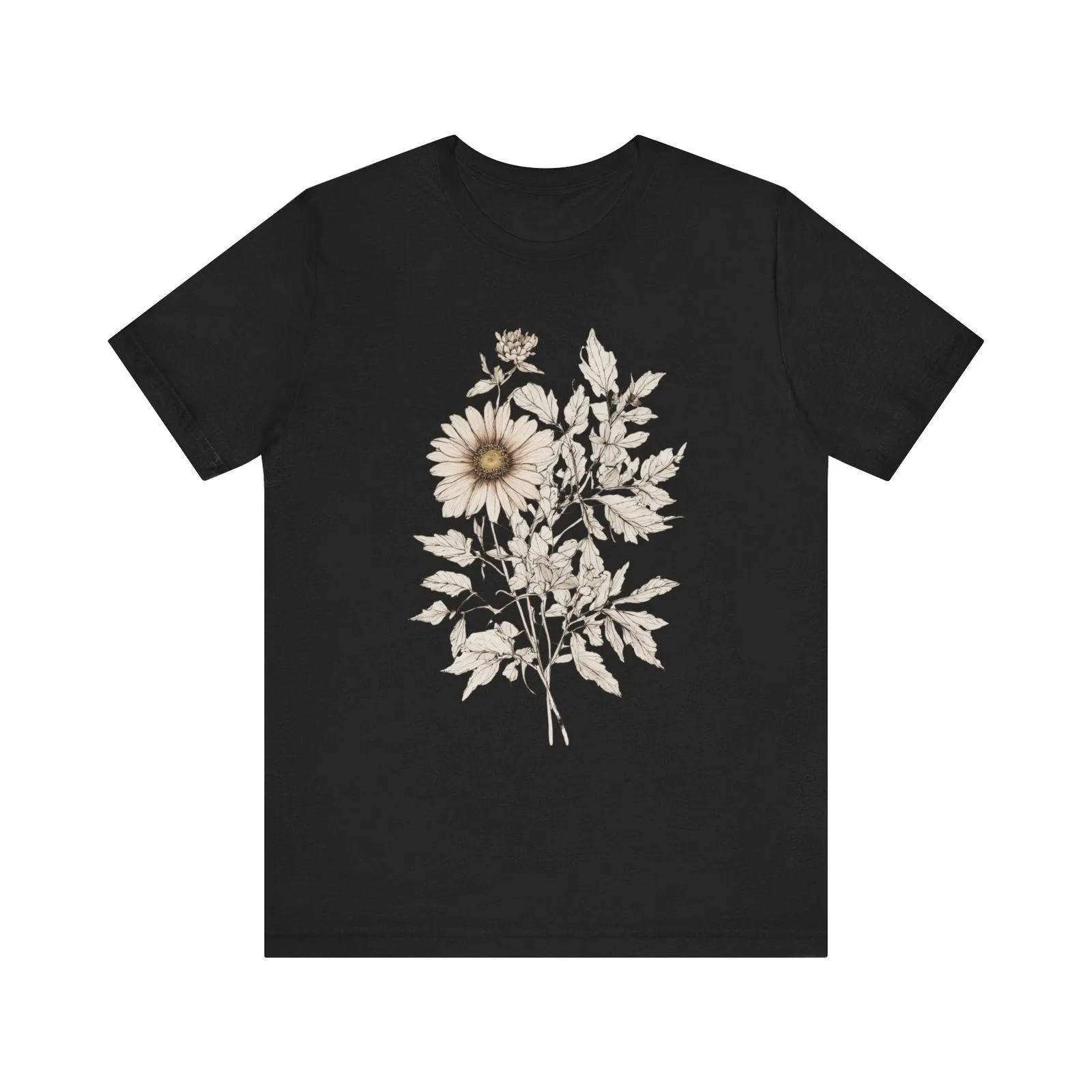 Flower Vintage Bloom Sketch T Shirt