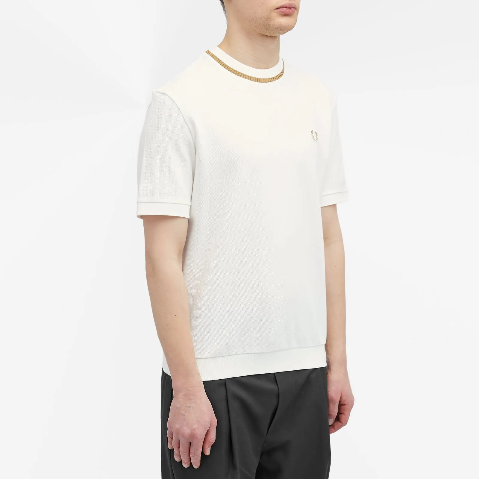 Fred Perry Crew Neck Pique T-Shirt in Snow White