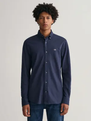 Gant Men Navy Blue Solid Button-down Collar Long Sleeves Shirt