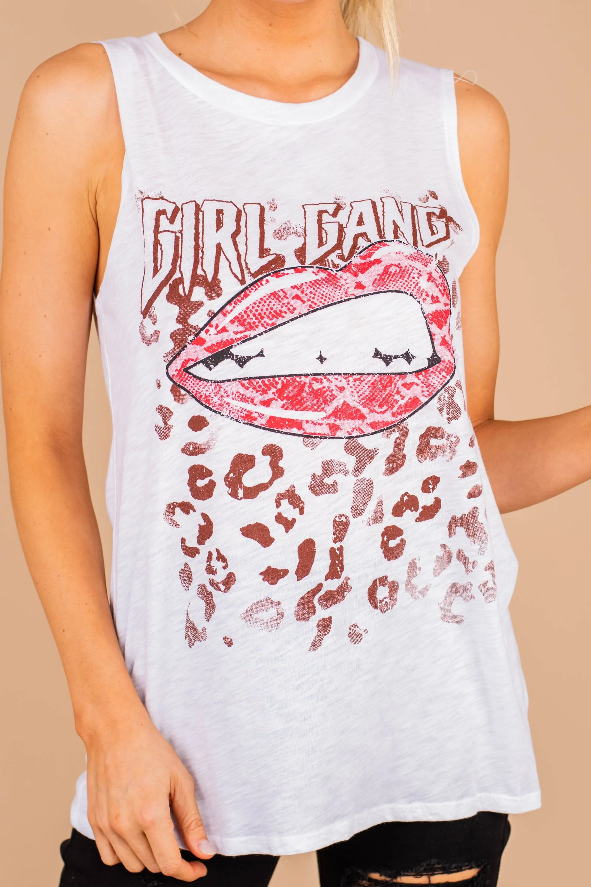 Girl Gang White Graphic Tank