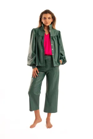 Green Nappa Balone Coat - NOPIN