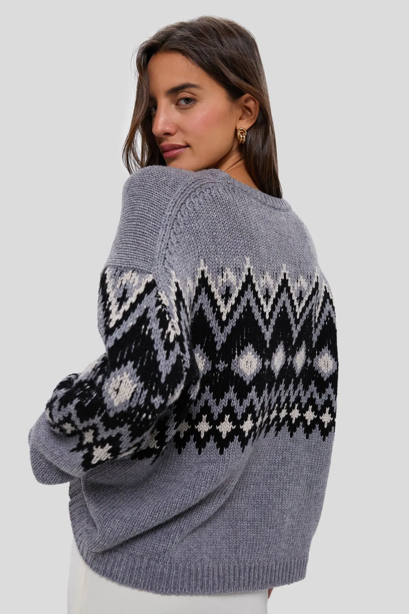 Heather Grey Multi Fairisle Moritz Sweater