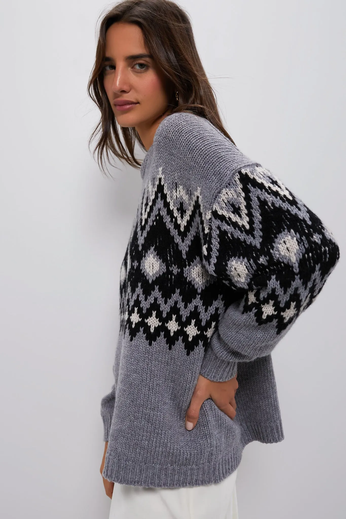 Heather Grey Multi Fairisle Moritz Sweater