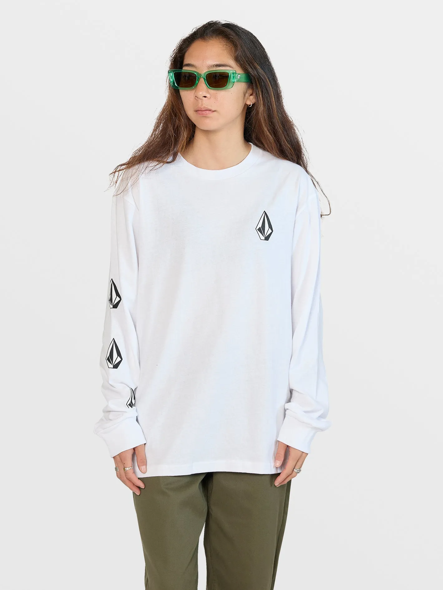 Iconic Stone Long Sleeve Tee - White