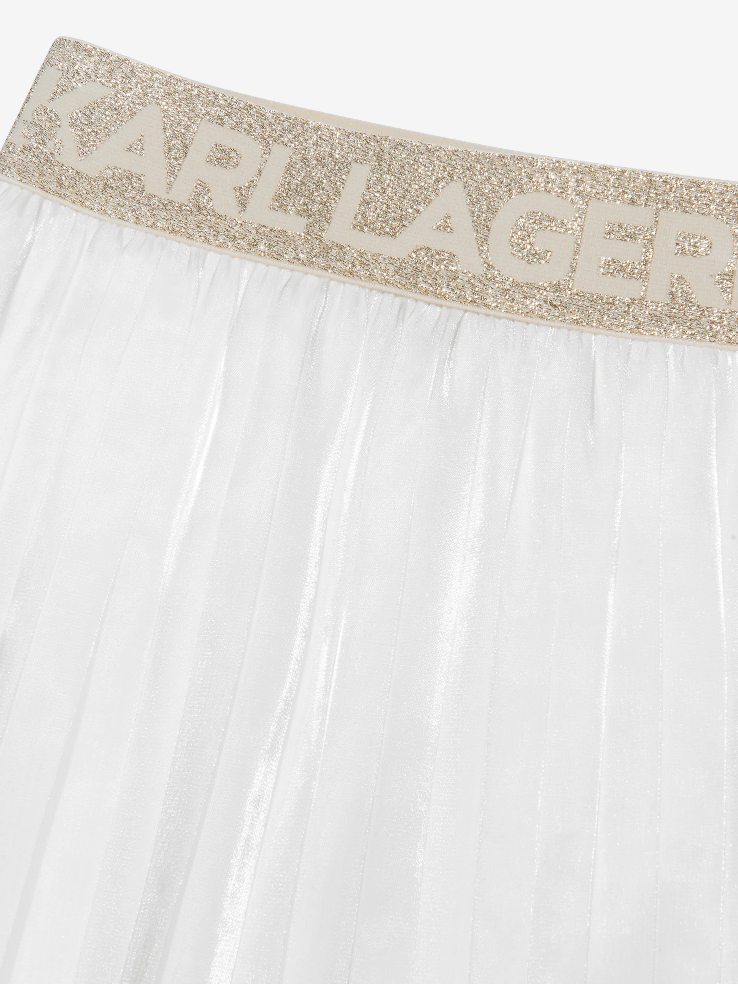 Karl Lagerfeld Girls Pleated Midi Skirt in Ivory