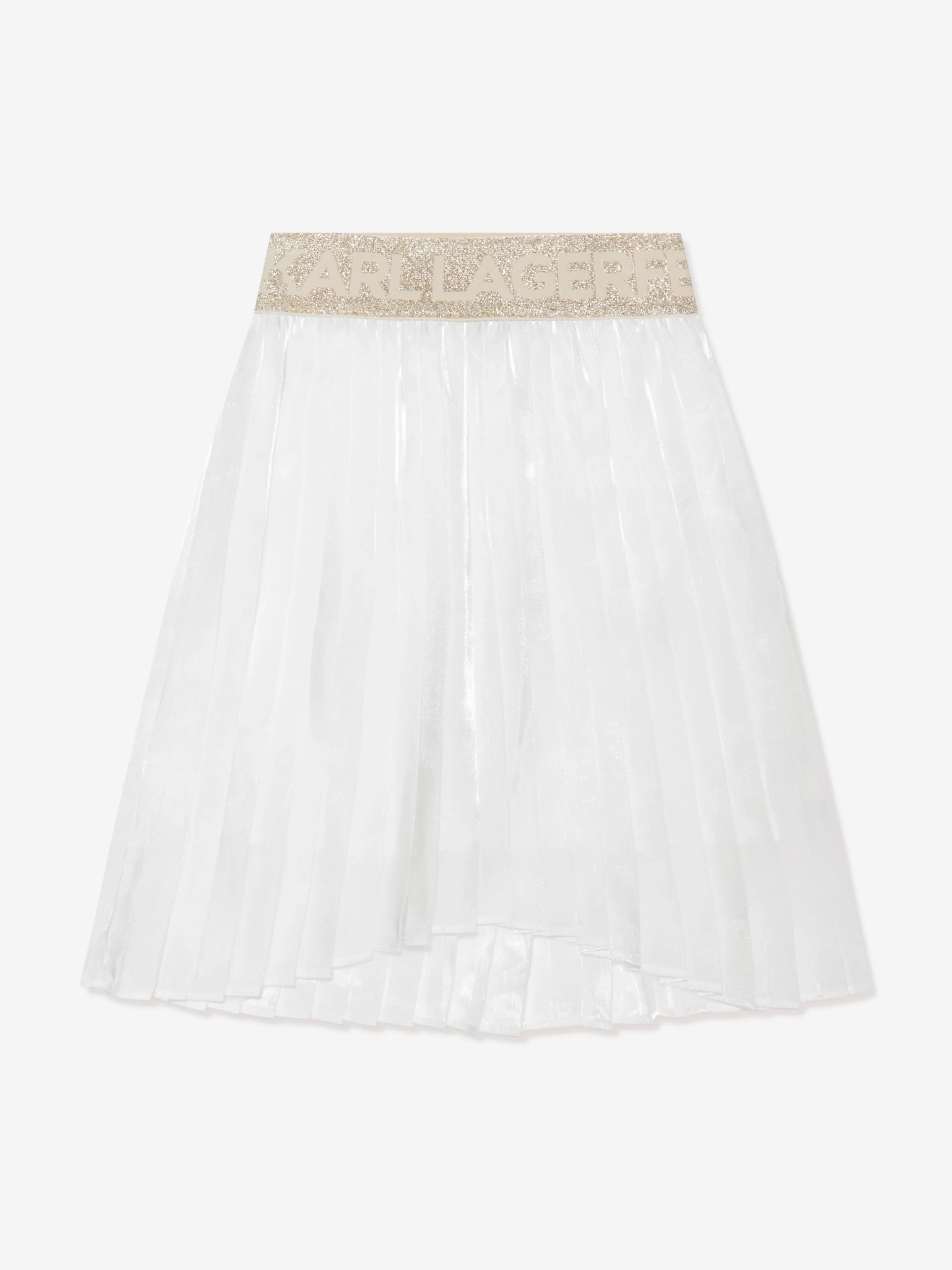 Karl Lagerfeld Girls Pleated Midi Skirt in Ivory