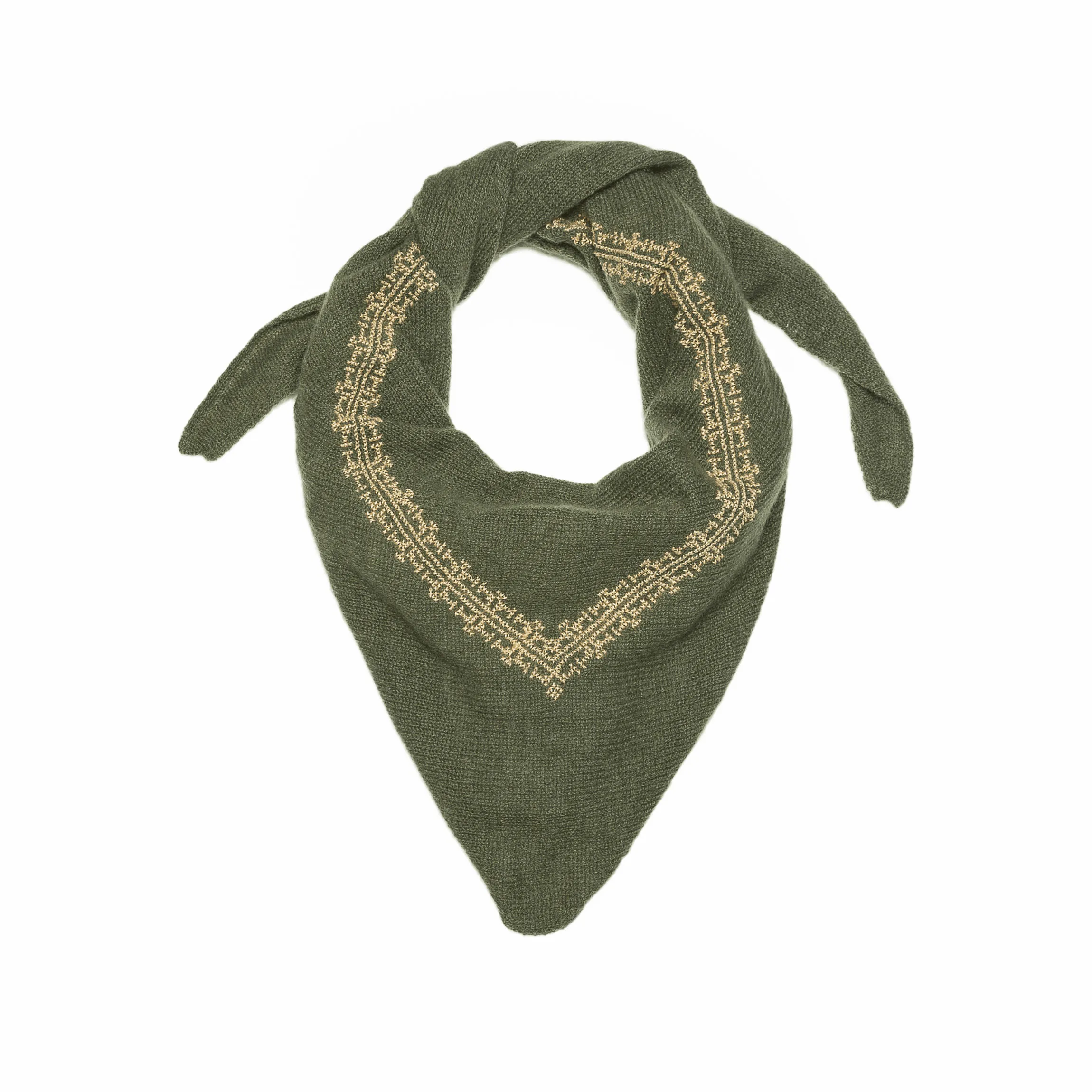 KHAKI CASHMERE TRIANGLE SCARF | IBRAHIM