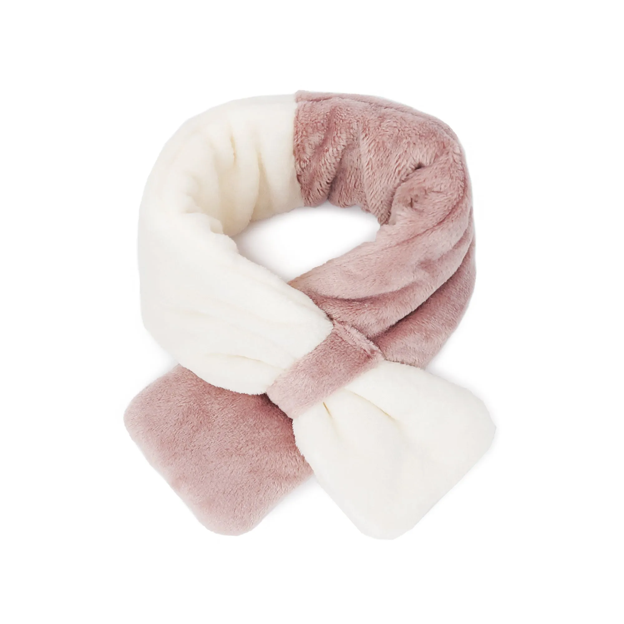 Kids Winter Fashion Scarf Baby Warm Fluffy Thick Fleece Toddler Neck Warmer | Ivory Pink