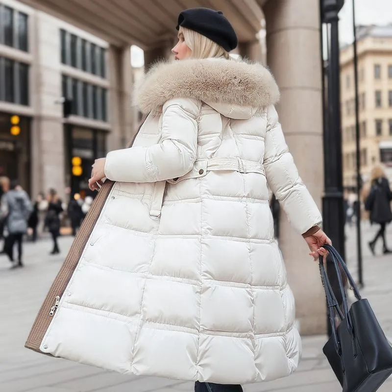 Long jacket with fur cap for Women