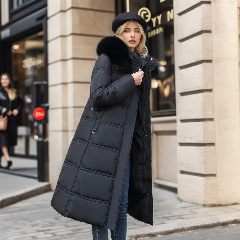 Long jacket with fur cap for Women