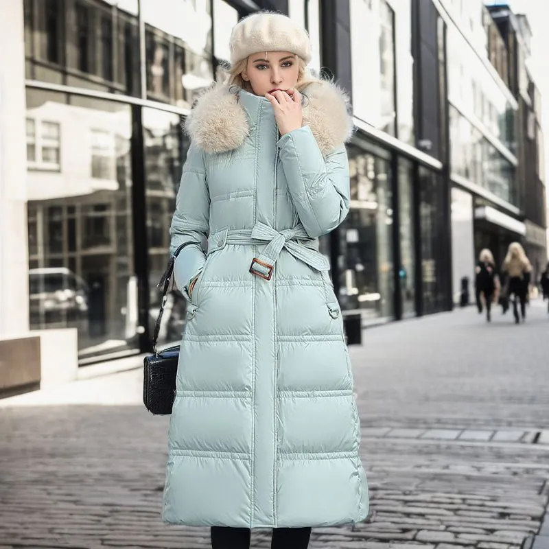 Long jacket with fur cap for Women