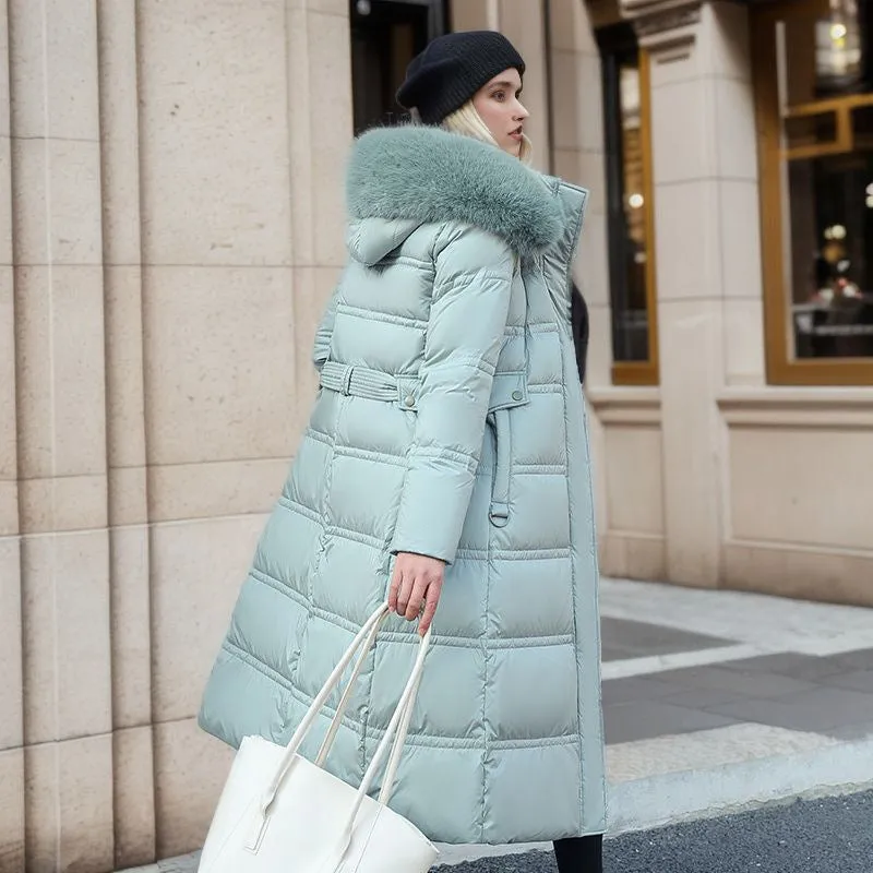 Long jacket with fur cap for Women