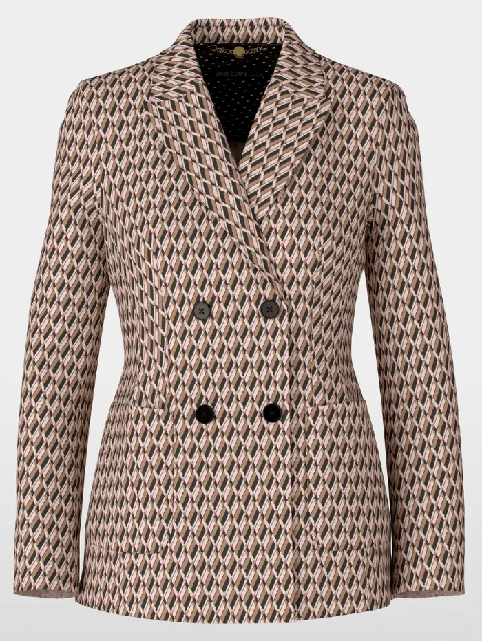 Marc Cain Collections Patterned Knit Double Breasted Blazer XC 34.27 J48 Col 213